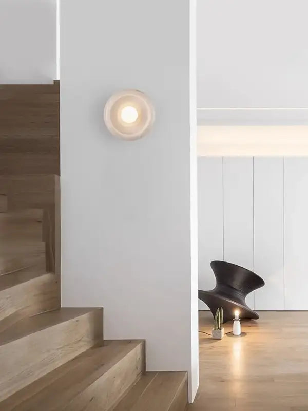 Applique murale ronde en pierre naturelle colorée LED