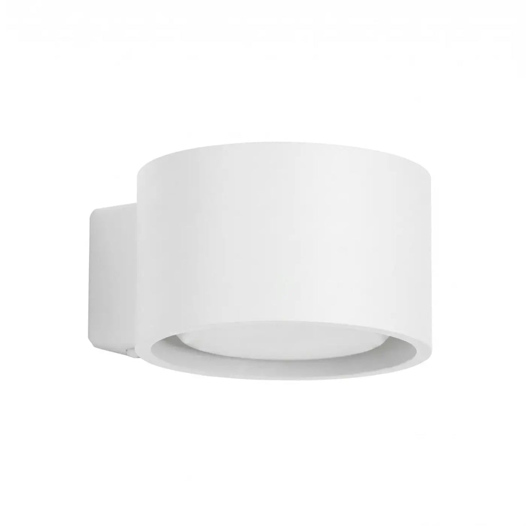 Applique murale ronde blanc vue de trois quarts sur fond blanc