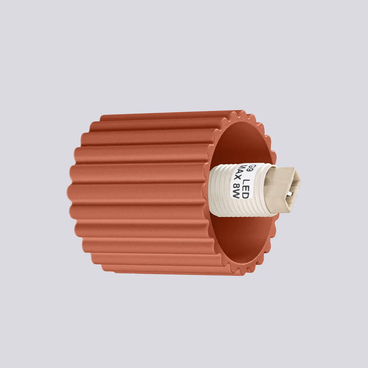Applique murale halo rouge ochra avec logement led côtelé terracotta et étiquette led 69 max 8w pour bureau décorative