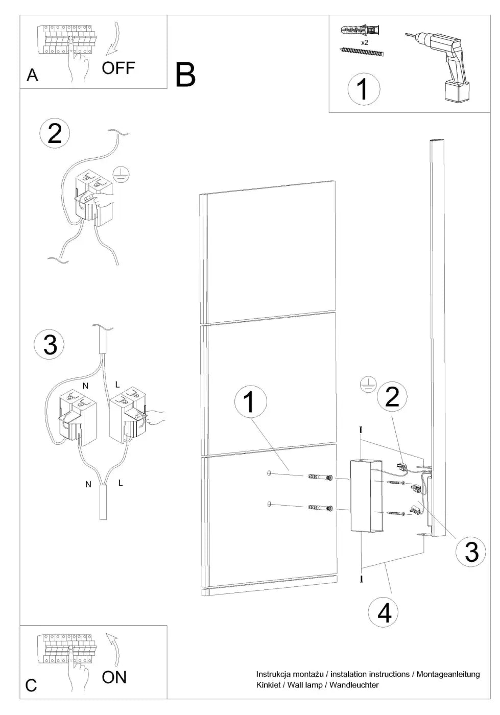 Schéma d'installation du luminaire