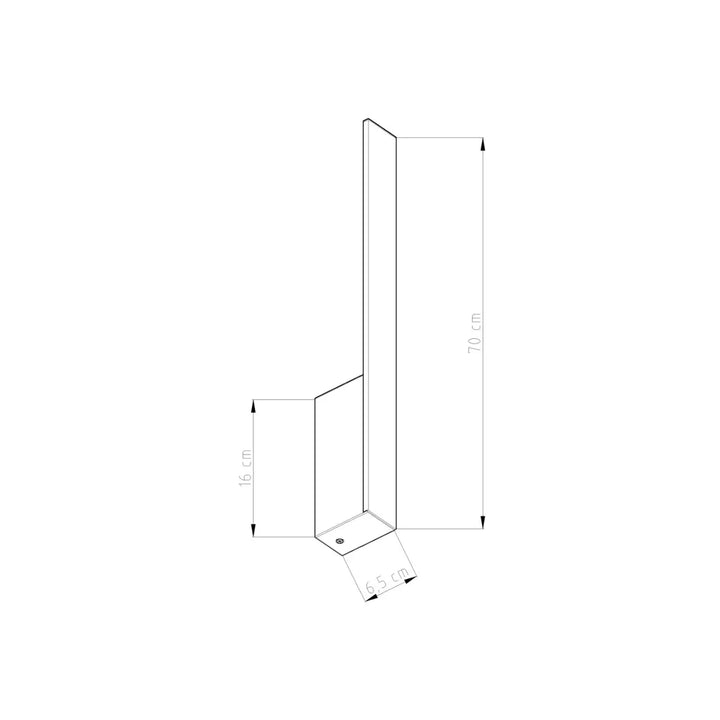 Applique murale lahti 70 led 4000k en ocre rouge minimalist en métal noir avec design angulaire et dimensions précises