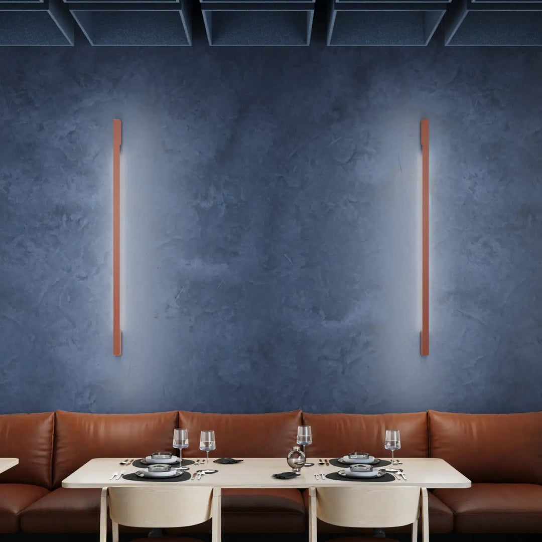 Deux appliques murales lahti 50 led 4000k ocre rouge avec éclairage chaud et design minimaliste vert olive