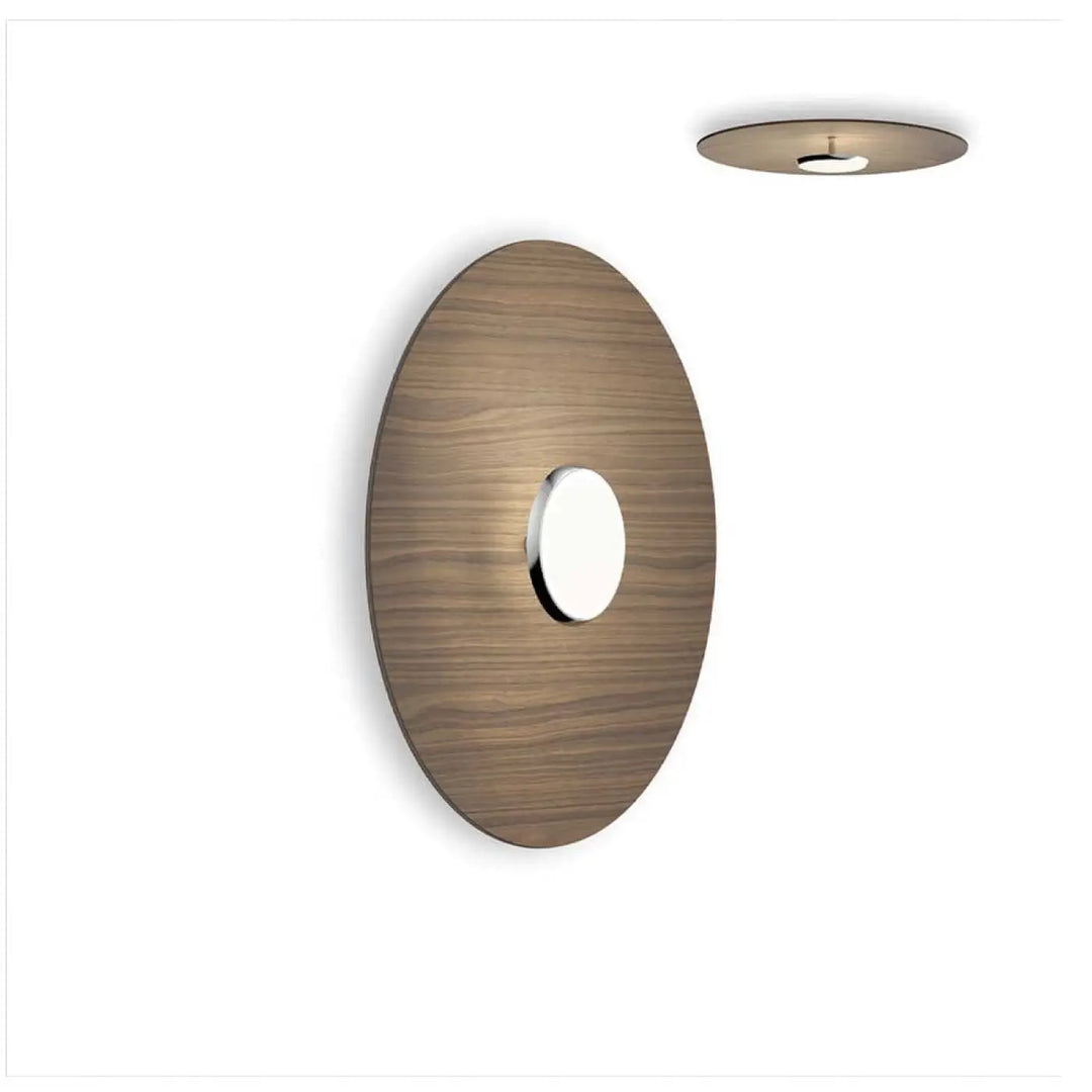 Applique murale Sky Dome, abat-jour en noyer, 61 cm