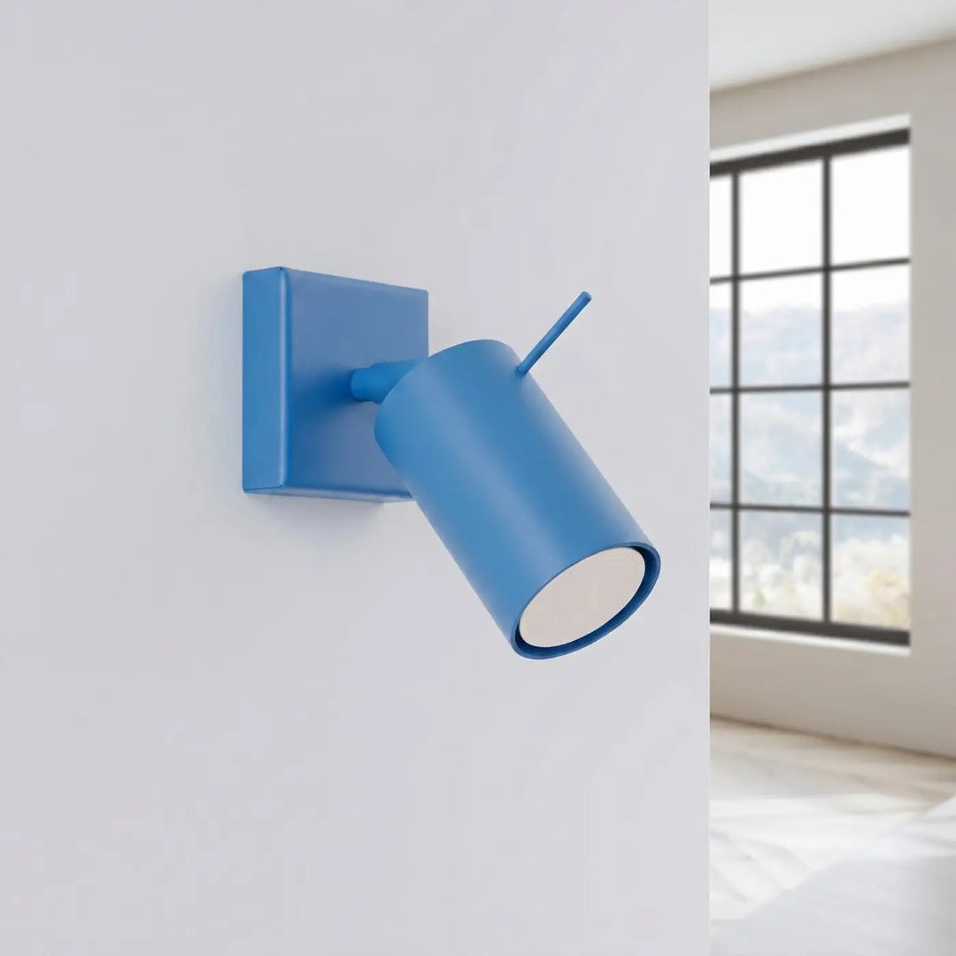 Applique murale bleu clair éteinte, vue rapprochée