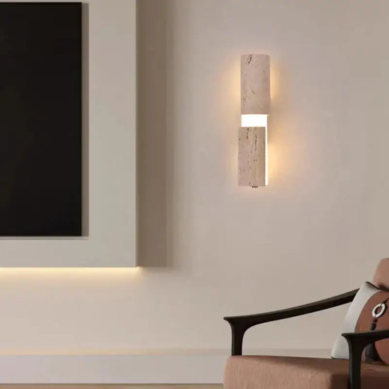 Applique murale travertin moderne éclairage haut et bas