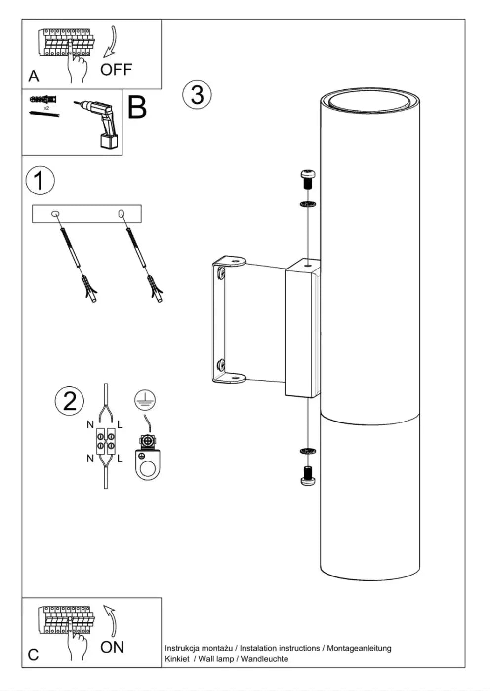 Applique murale tube loopez avec finition métallique en tube d’acier noir et ampoules gu10 pour éclairage minimaliste