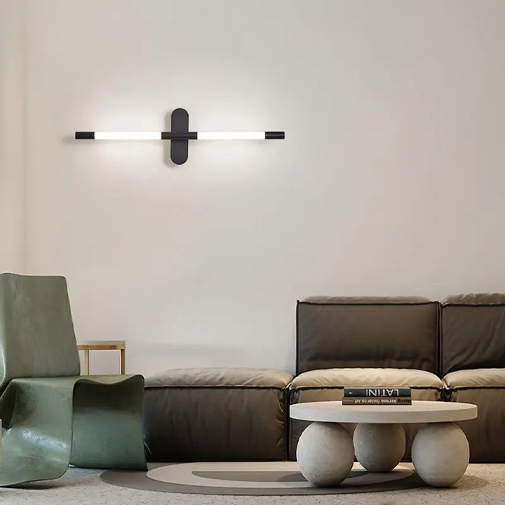 Applique Murale Tube Noir en Aluminium et Acrylique Or