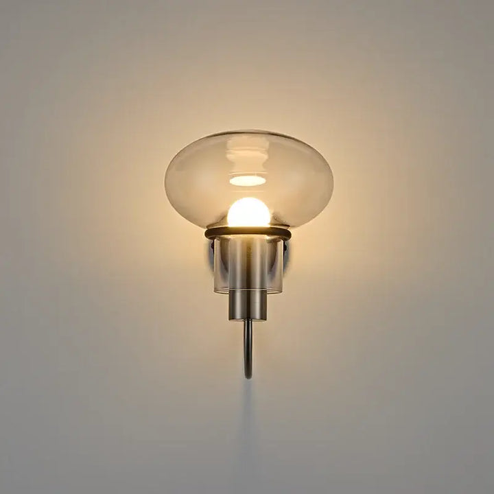 Applique Murale En Verre Soufflé Avec Structure Métallique