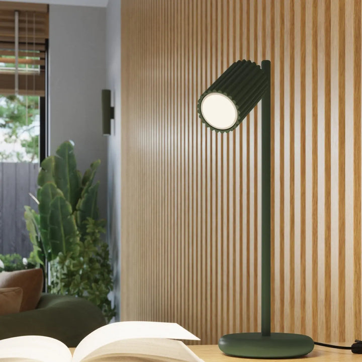 Applique murale karbon 10 vert olive avec tête cylindrique rainurée et base métallique design minimaliste pour plafonnier karbon allie