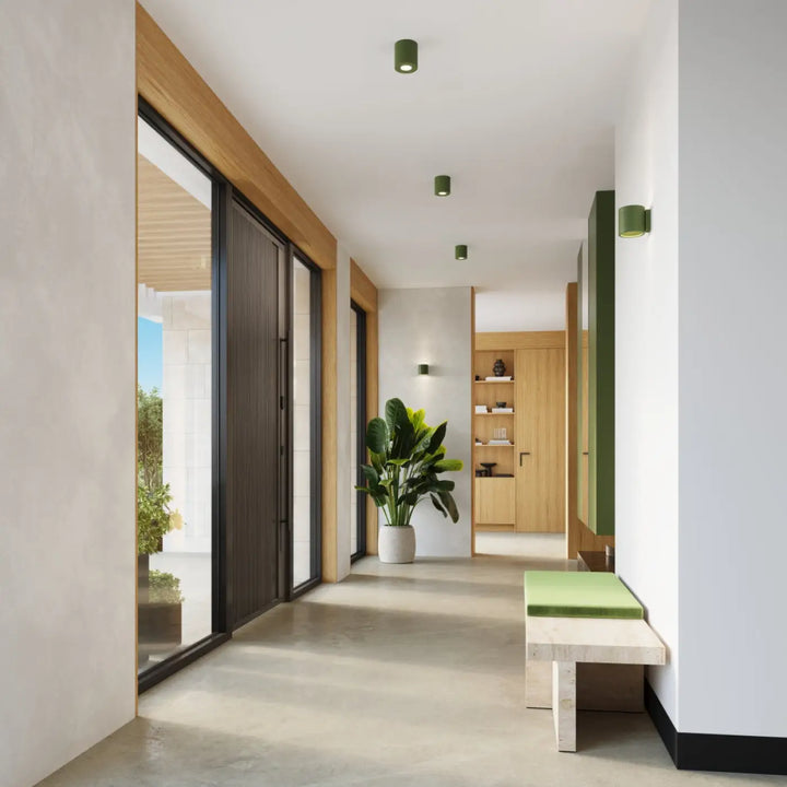 Applique orbis beton avec coussin vert olive minimaliste corps géométrique attire pour un accent décoratif unique