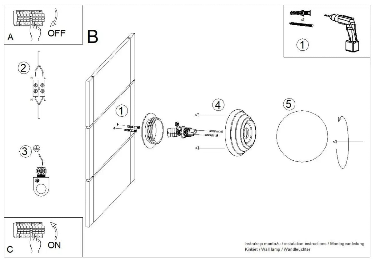 Schéma d'installation du luminaire