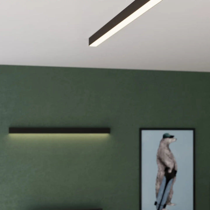 Applique murale pinne 200 noir avec led linéaire moderne et paramètres d’éclairage pour différentes tailles