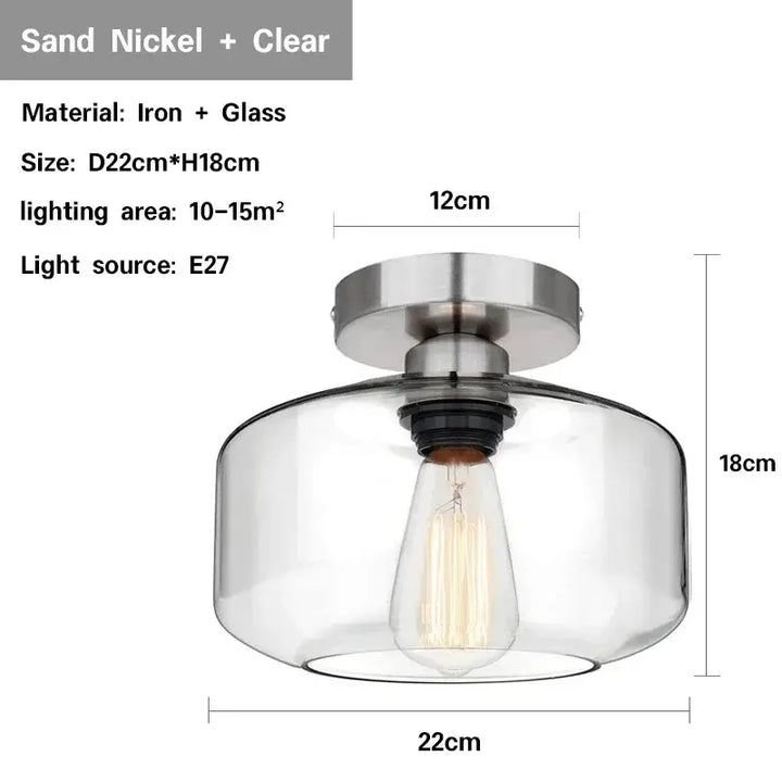 Applique plafonnier design doré avec abat-jour en verre