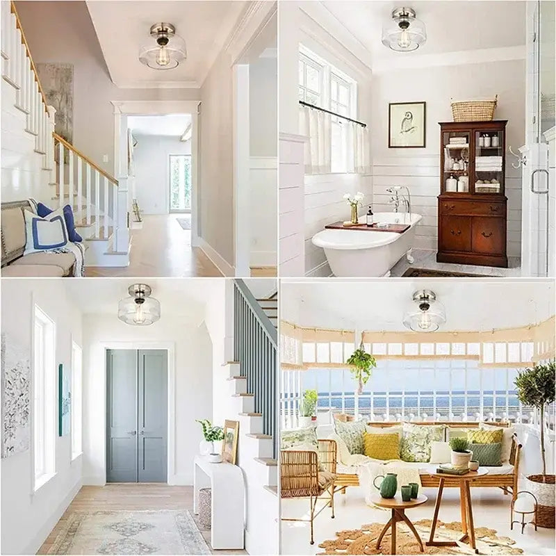 Applique plafonnier design doré avec abat-jour en verre