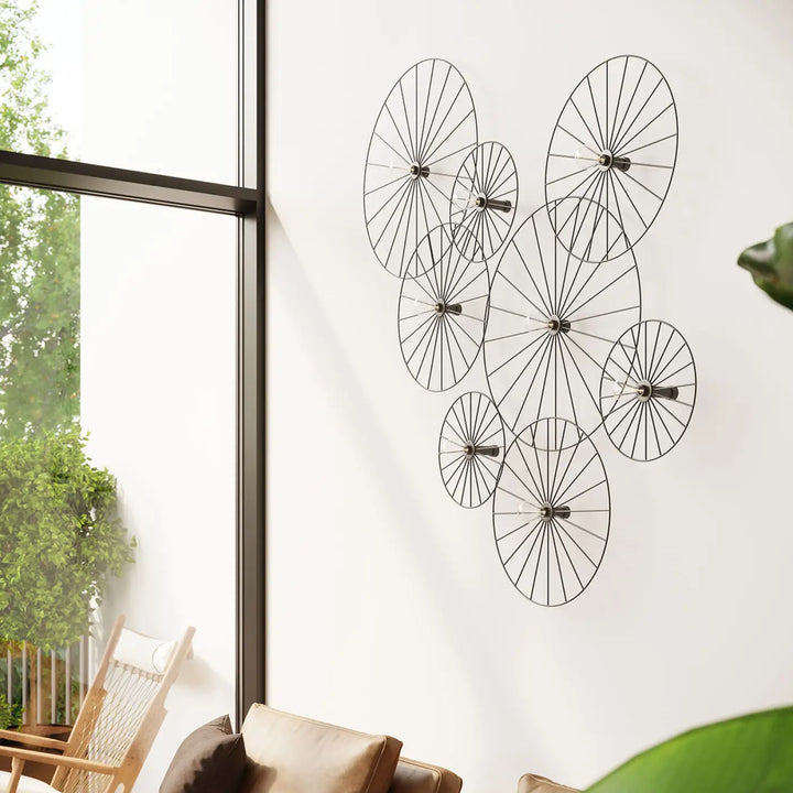 Applique murale noir design unique stimulera avec motifs circulaires en métal collection sirkel pour décoration murale