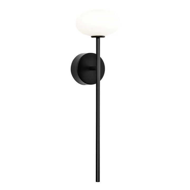 Applique murale Bloom en acier noir et verre opale