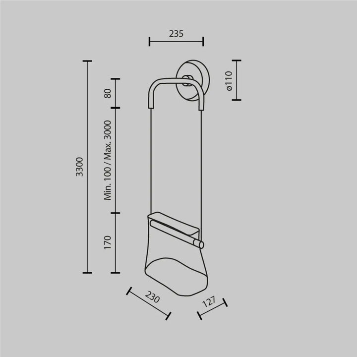 Applique suspendue cabaret moderne en finition métallique avec plaque de montage circulaire pour support de papier toilette