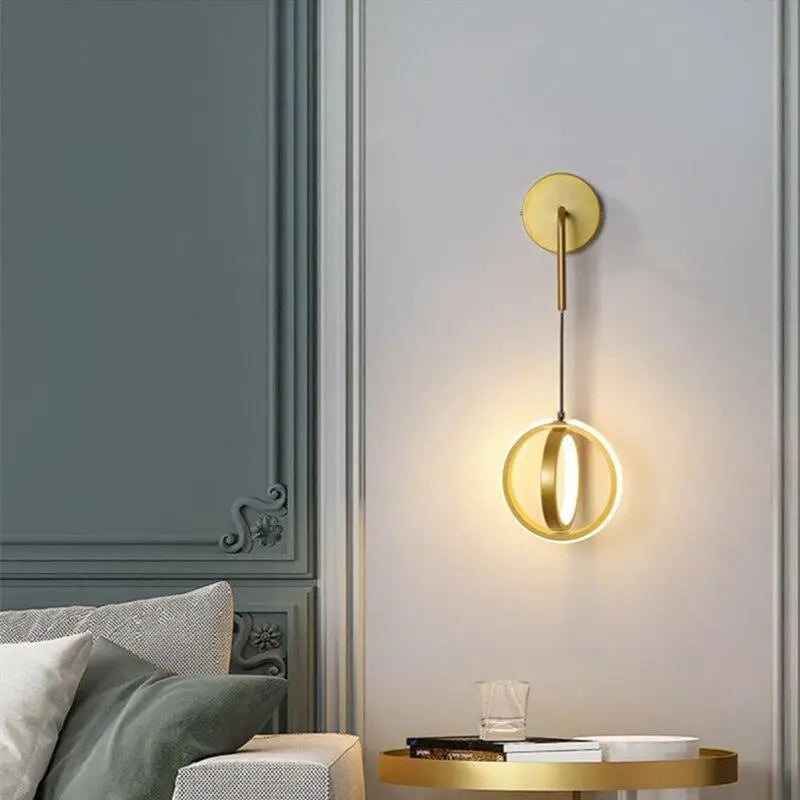 Applique Murale Chambre Adulte LED En Cercle Doré Ou Noir