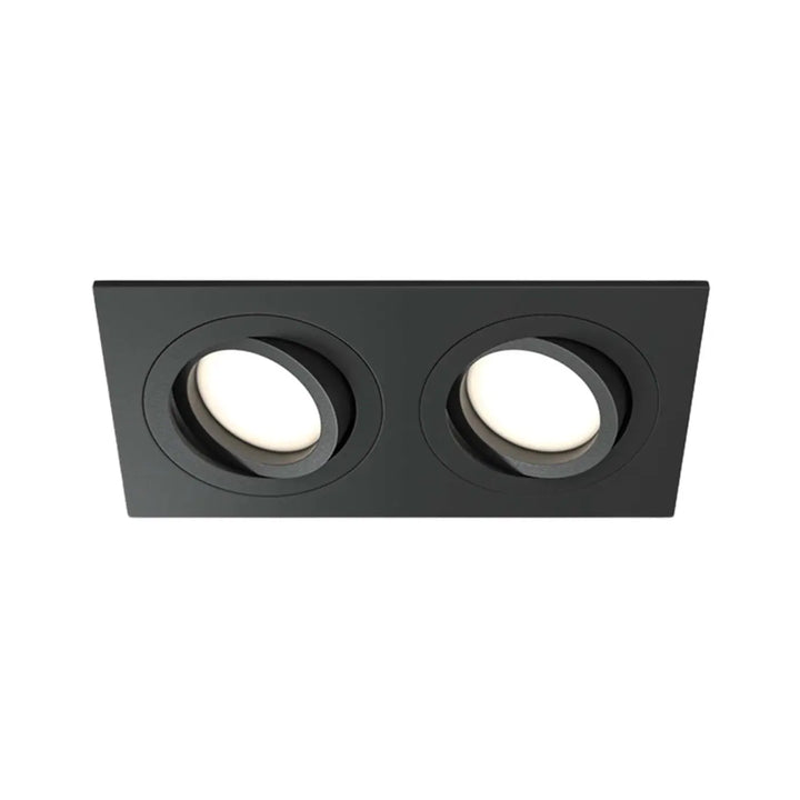 Boîtier encastré noir double spot encastré orientable gamme atom avec deux spots circulaires réglables