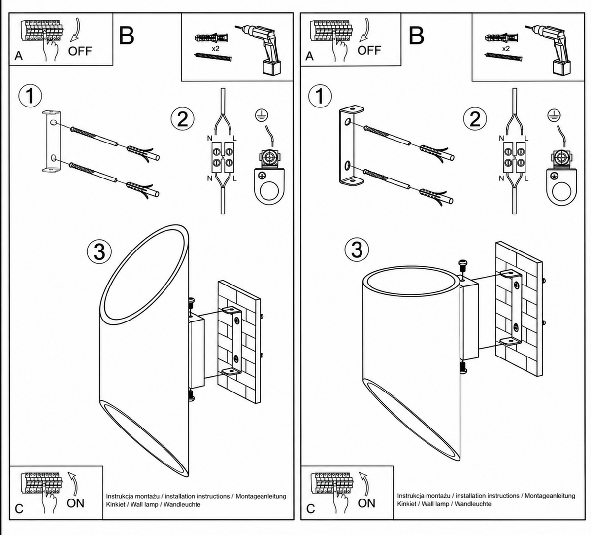 Schéma d'installation du luminaire