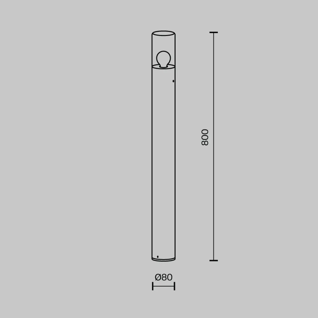 Borne lumineuse extérieur amam en aluminium graphite 800mm verre teinté et ampoule exposée sous verre clair