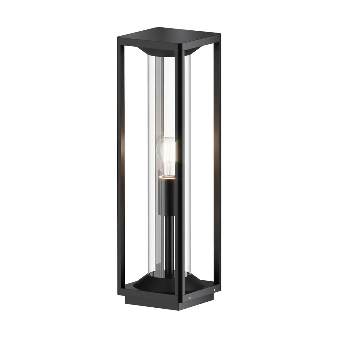 Borne extérieure cell en aluminium graphite avec diffuseur transparent et lampe incandescente visible à l’intérieur