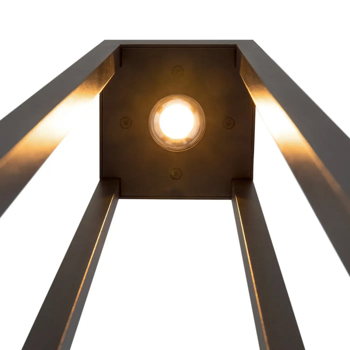 Borne extérieure elbe profil carré en aluminium gris avec lumière noire moderne et panneau latéral lumineux chaud