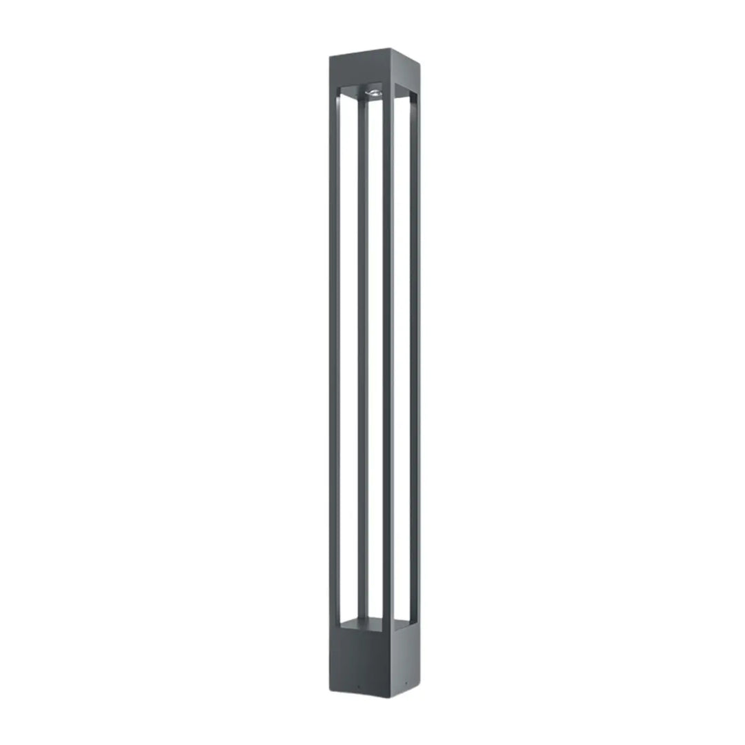 Borne extérieure elbe en aluminium gris avec profil carré et design minimaliste en métal noir moderne à l’extérieur