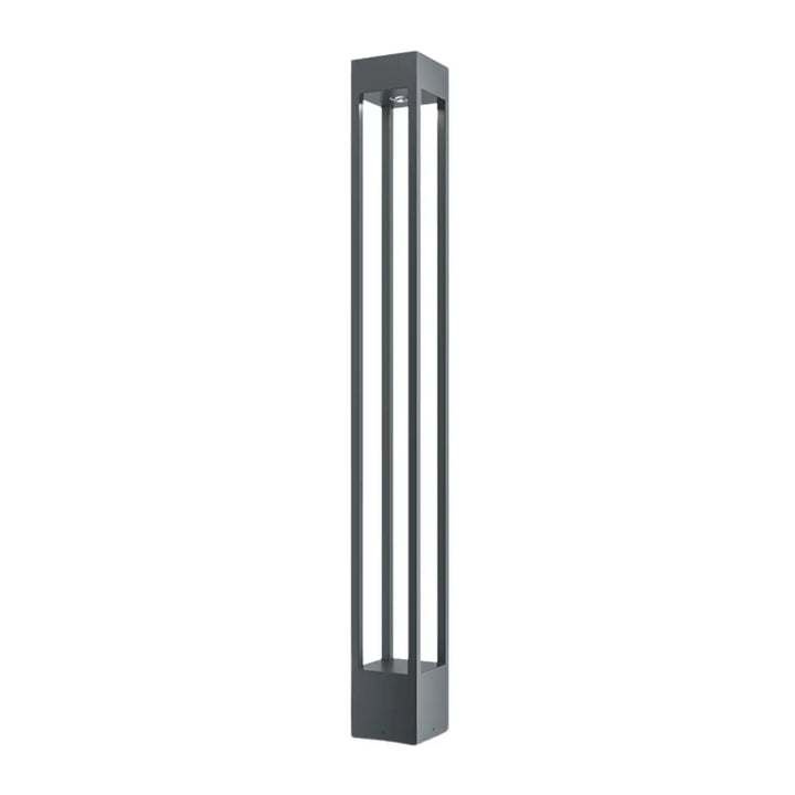 Borne extérieure elbe en aluminium gris avec profil carré et design minimaliste en métal noir moderne à l’extérieur