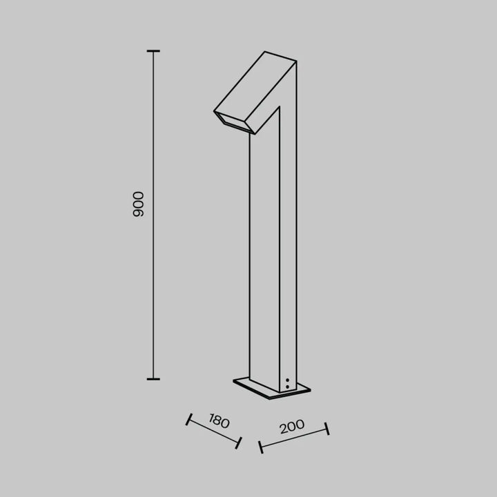 Borne extérieure guss en acier noir avec tête inclinée rectangulaire et tige verticale pour design minimaliste contemporain