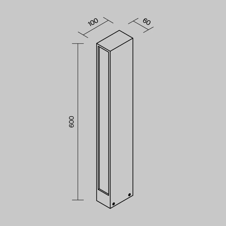 Borne extérieur hof version basse en acier gris avec profil rectangulaire minimaliste 600mm hauteur