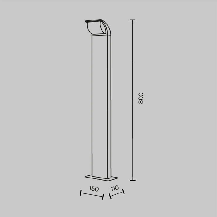 Borne extérieure led moderne de 800 mm avec design minimaliste rectangulaire pour éclairage extérieure led