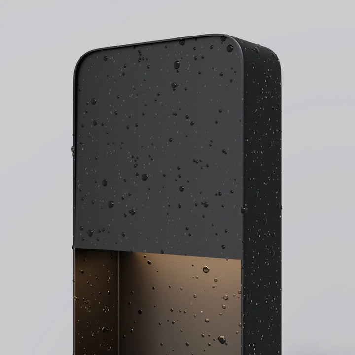 Borne extérieure cadre vertical effet bois en applique murale moderne bicolore noir et bronze finition mate