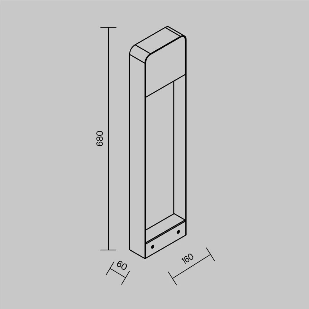Borne extérieure cadre vertical effet bois en aluminium minimaliste 680mm x 160mm x 60mm pour mur extérieur moderne