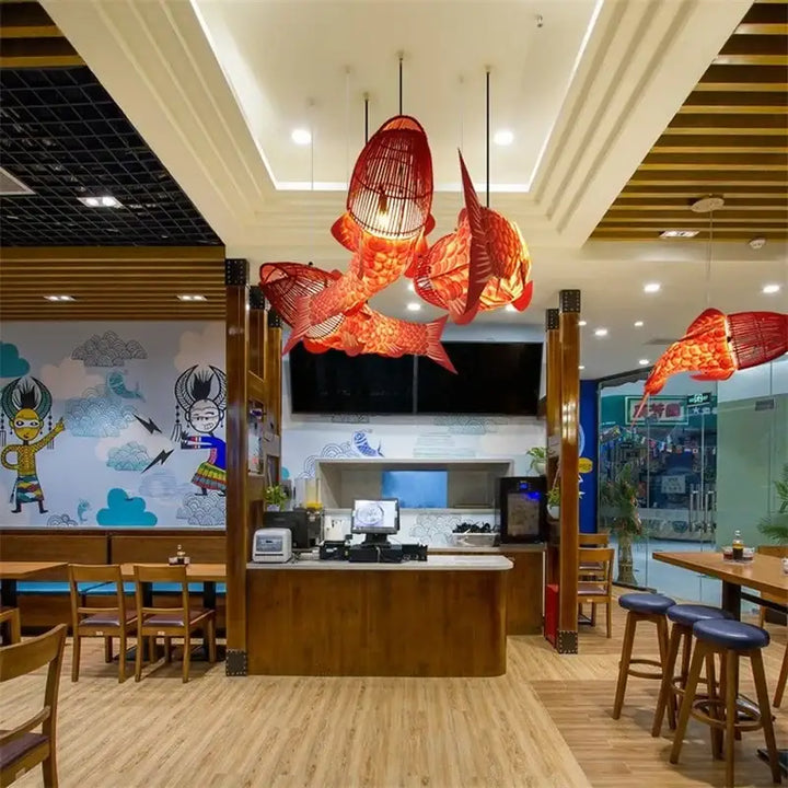 Suspension luminaire poisson design unique déco créative