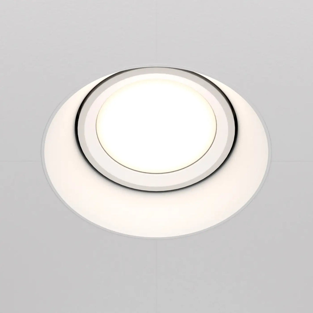 Modern encastré rond orientable en acier blanc et argenté de style contemporain sans collerette dot spot