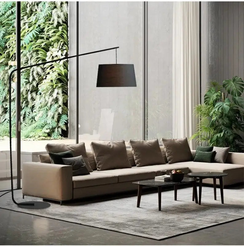 Grand Lampadaire Arc En Aluminium Noir Au Style Élégant