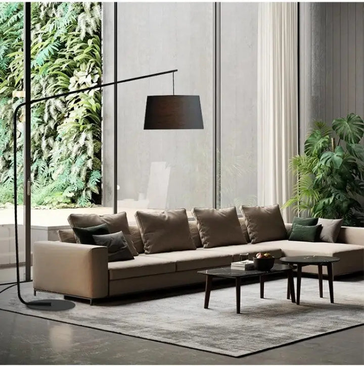 Grand Lampadaire Arc En Aluminium Noir Au Style Élégant