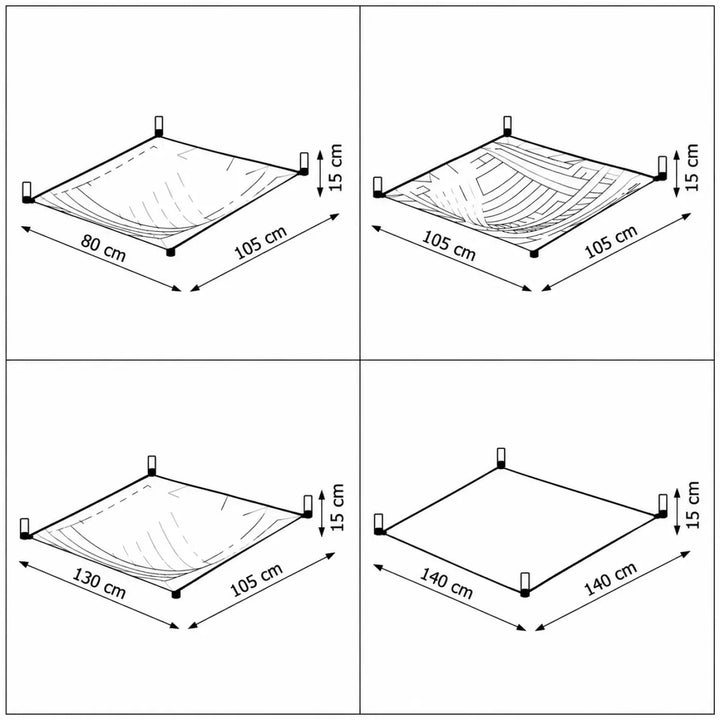 Luminaire plafonnier luna carré en toile avec dimensions ajustables et coins renforcés pour salle à manger lumière douce
