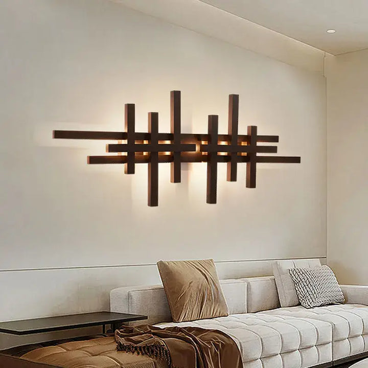 Grande applique murale en bois naturel croisé

