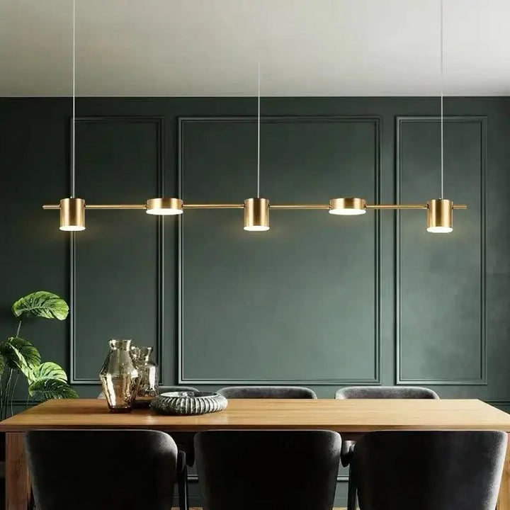 Grande Suspension Dorée Linéaire Cylindrique
