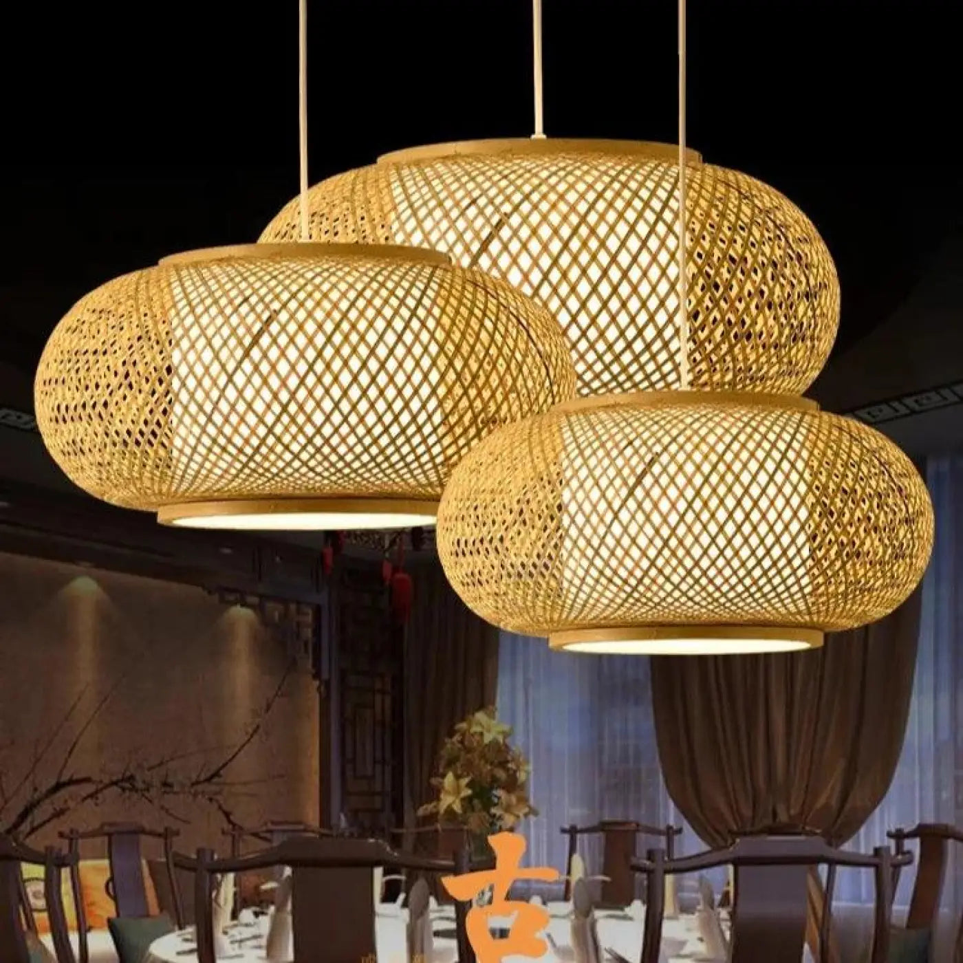 Suspension Luminaire En Rotin – Beige – Naturel – Pour Intérieur/extérieur
