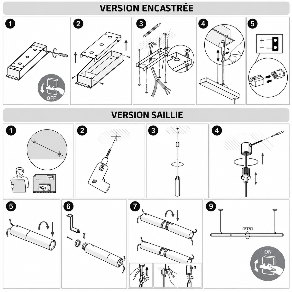Schéma d'installation du luminaire