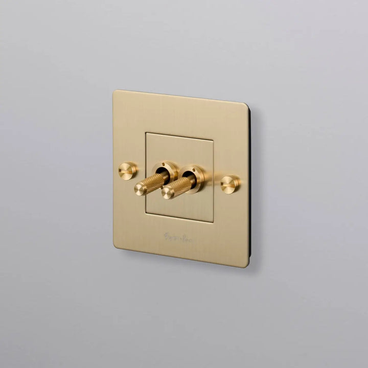 Interrupteur à levier Double Toggle doré, finition laiton #couleur_dor