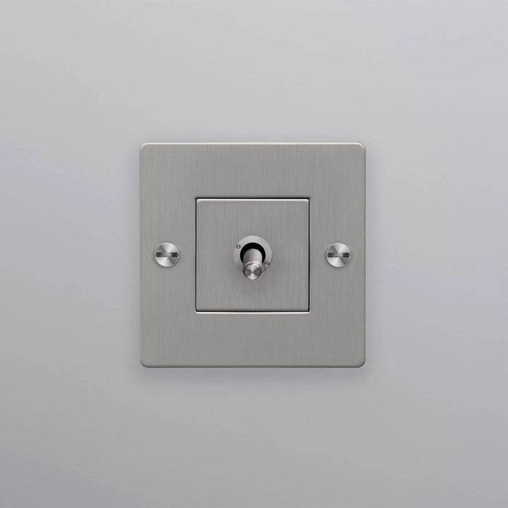 Interrupteur à levier Toggle à gravure quadrillée sans logo en acier #couleur_argent