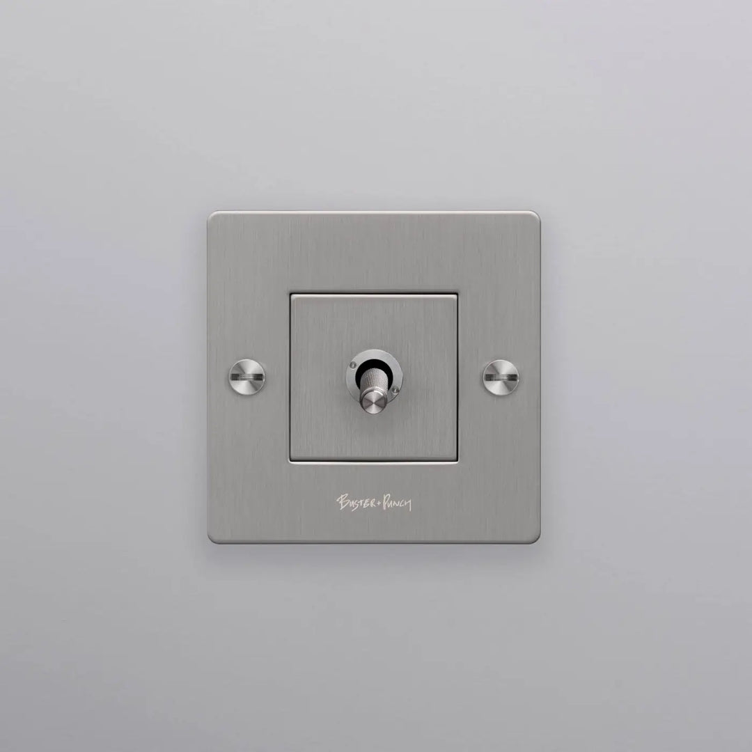Interrupteur à levier Toggle à gravure quadrillée en acier #couleur_argent