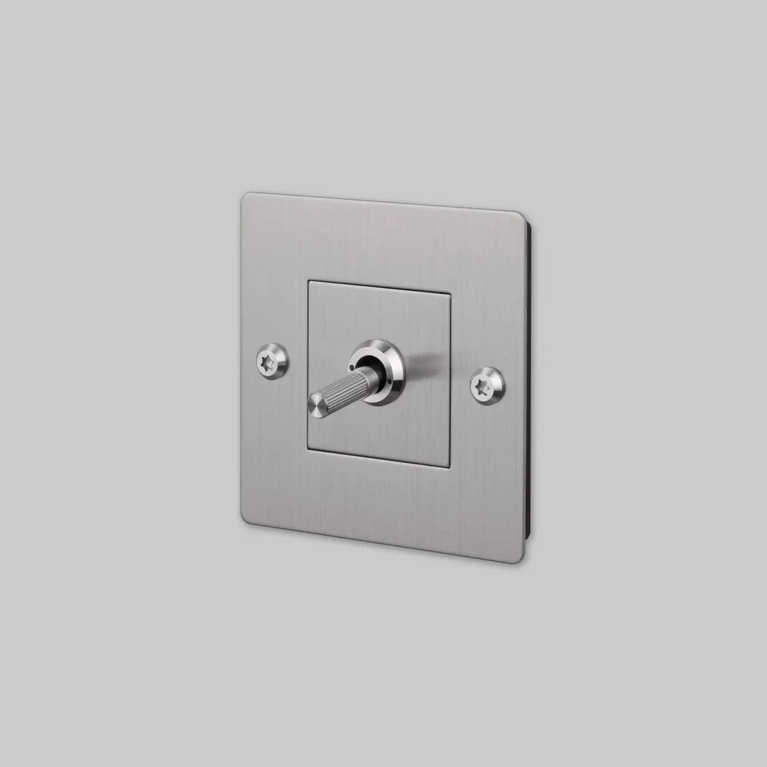 Interrupteur à levier Toggle à gravure alignée sans logo en acier #couleur_argent
