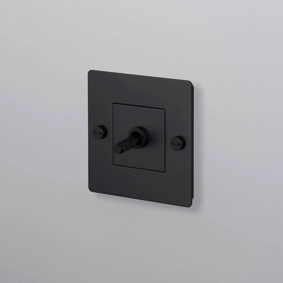 Interrupteur à levier Toggle à gravure quadrillée sans logo noir #couleur_noir