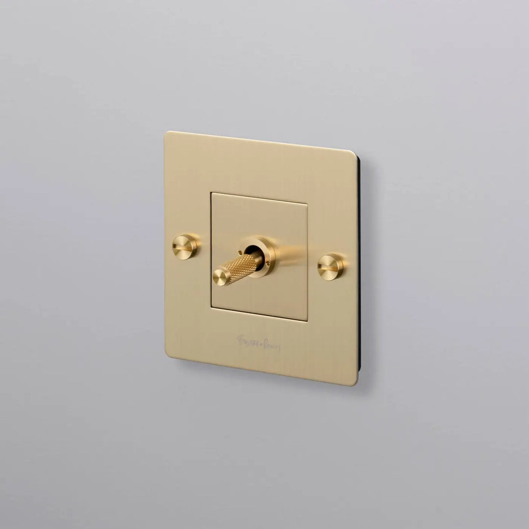 Interrupteur à levier Toggle à gravure quadrillée doré, finition laiton #couleur_dor