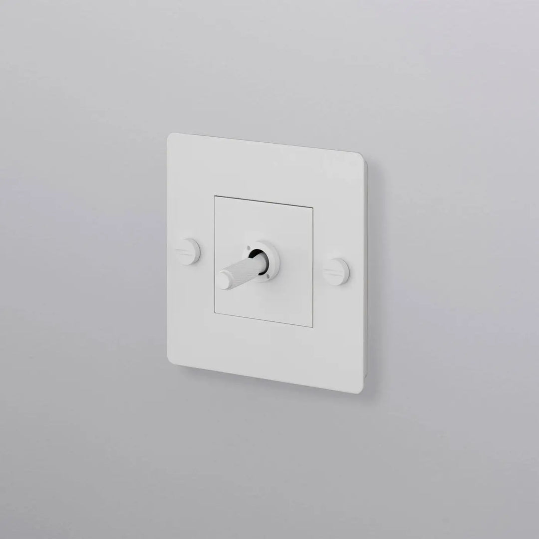 Interrupteur à levier Toggle à gravure quadrillée sans logo blanc #couleur_blanc